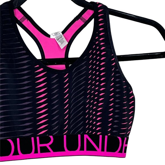 Under Armour HeatGear Strappy Sports Bra Black Pink Size Small - Picture 3 of 11